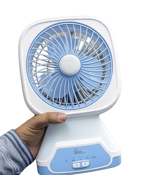 8 Inch Rechargeable Fan with Light - 3 Speed Control