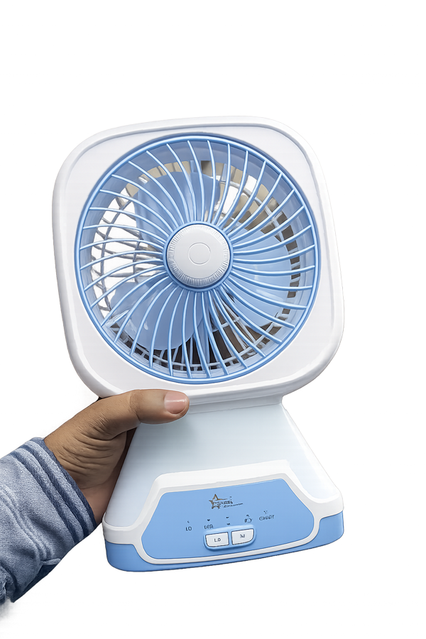 8 Inch Rechargeable Fan with Light - 3 Speed Control