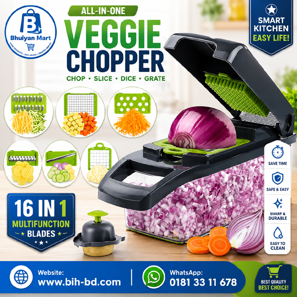 Premium 16-in-1 Multifunctional Vegetable Cutter, Slicer & Food Chopper Set